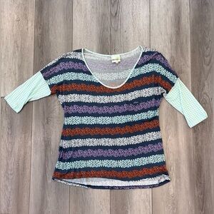 Porridge Anthropologie 3/4 Sleeve colorful Blousee